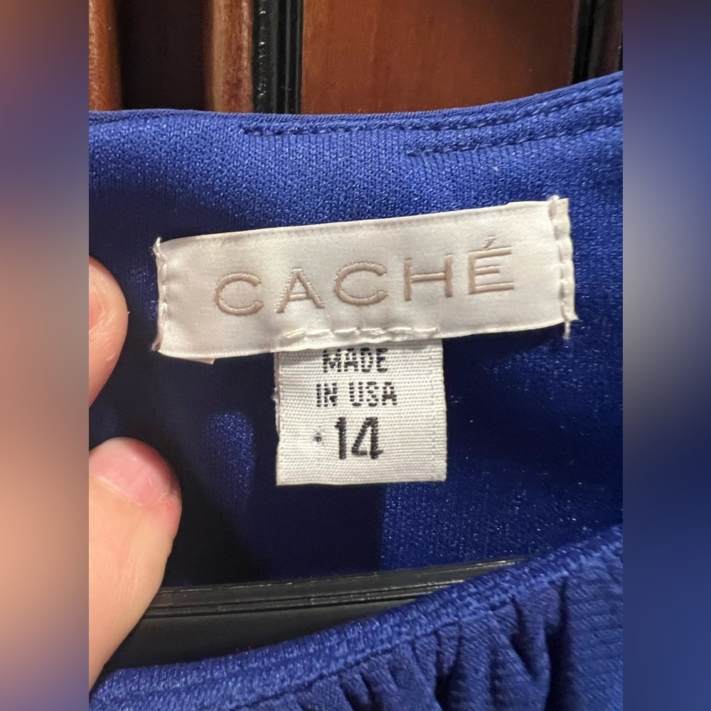 Cache Dress Royal Blue w/Black Shoulder Accents - 14 - Picture 5 of 14